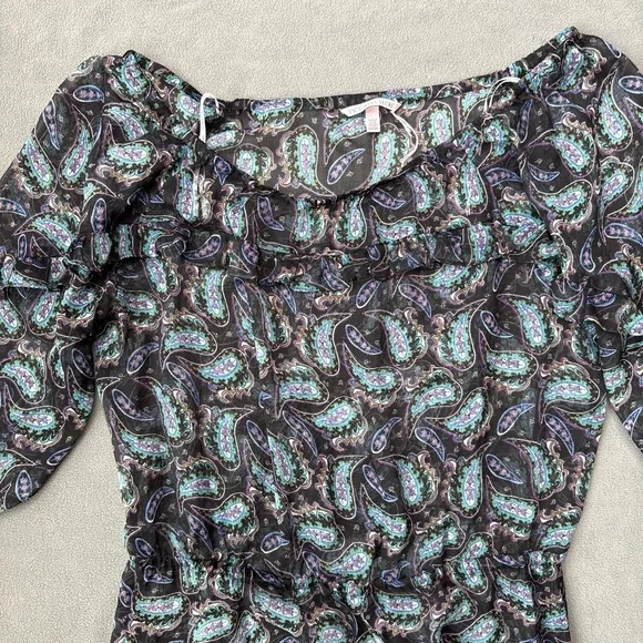 Victorias Secret Beach Dress Womens Medium Black Maxi Paisley Sheer Cover Up - Picture 5 of 16